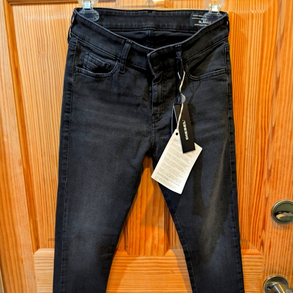 Diesel Charcoal Black  Super Skinny Stretch Jeans Size 27W X 30L
